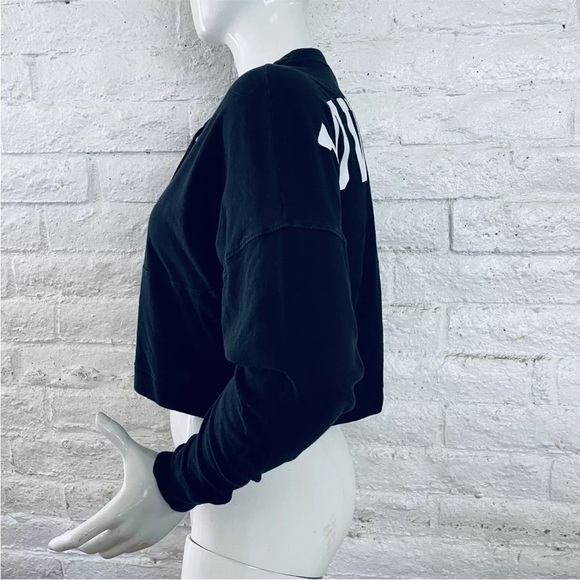 ❤️ LOVE PINK Victorias Secret Black Crop Cropped Hoodie Sweater Sweatshirt M - Picture 3 of 10